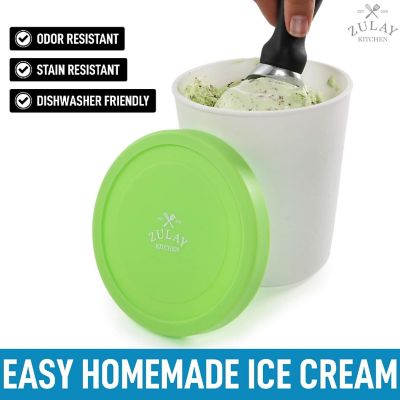 Zulay Kitchen Ice Cream Containers 2 Pack - 1 Quart Green Image 2