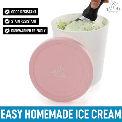 Zulay Kitchen Ice Cream Containers 2 Pack - 1 Quart Pink Image 2
