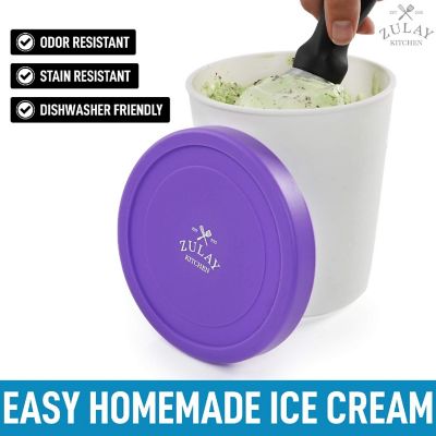 Zulay Kitchen Ice Cream Containers 2 Pack - 1 Quart Purple Image 2
