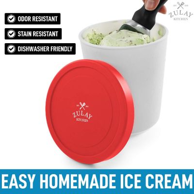 Zulay Kitchen Ice Cream Containers 2 Pack - 1 Quart Red Image 2