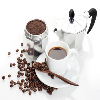 Zulay Kitchen Italian Espresso Maker - Curved Handle 3 Espresso Cups - Silver Image 1