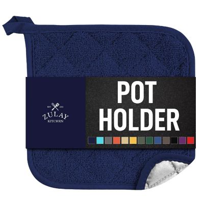 Zulay Kitchen Pot Holder - Single Pack Quilted Terry Cloth Potholders 7x7 Inch - Navy Blue Image 1