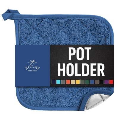 Zulay Kitchen Pot Holder - Single Pack Quilted Terry Cloth Potholders 7x7 Inch - Royal Blue Image 1