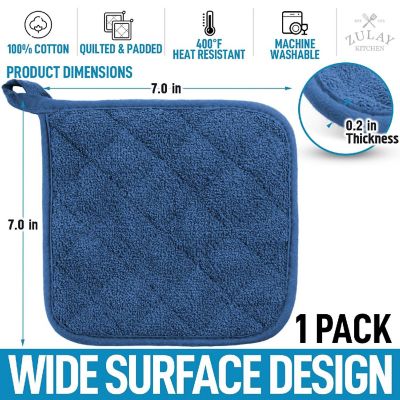 Zulay Kitchen Pot Holder - Single Pack Quilted Terry Cloth Potholders 7x7 Inch - Royal Blue Image 1