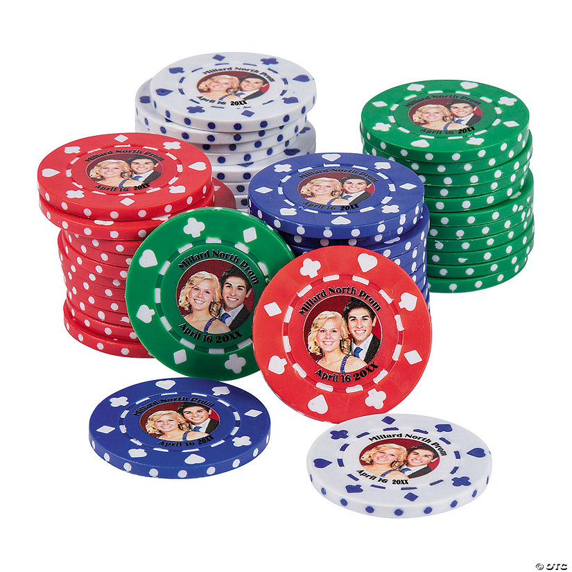 1 1/2" Custom Photo Assorted Colors Plastic Poker Chips - 100 Pc. Image Thumbnail