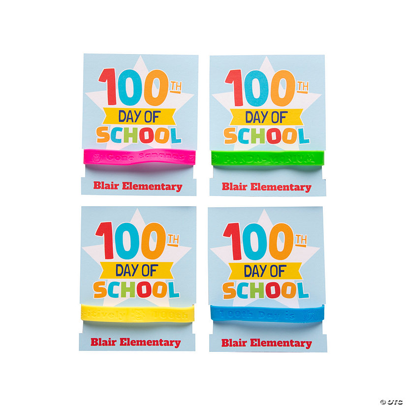 100th Day of School Bracelets with Personalized Card - 24 Pc. Image