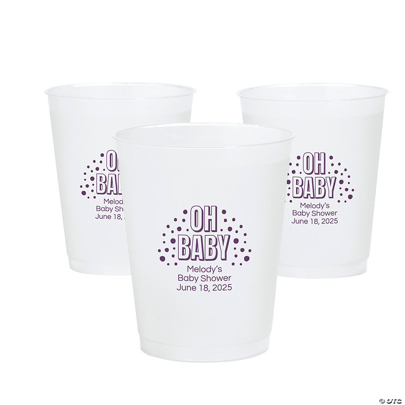 12 oz. Bulk 50 Ct. Personalized Baby Shower Reusable BPA-Free Frosted Plastic Cups Image Thumbnail