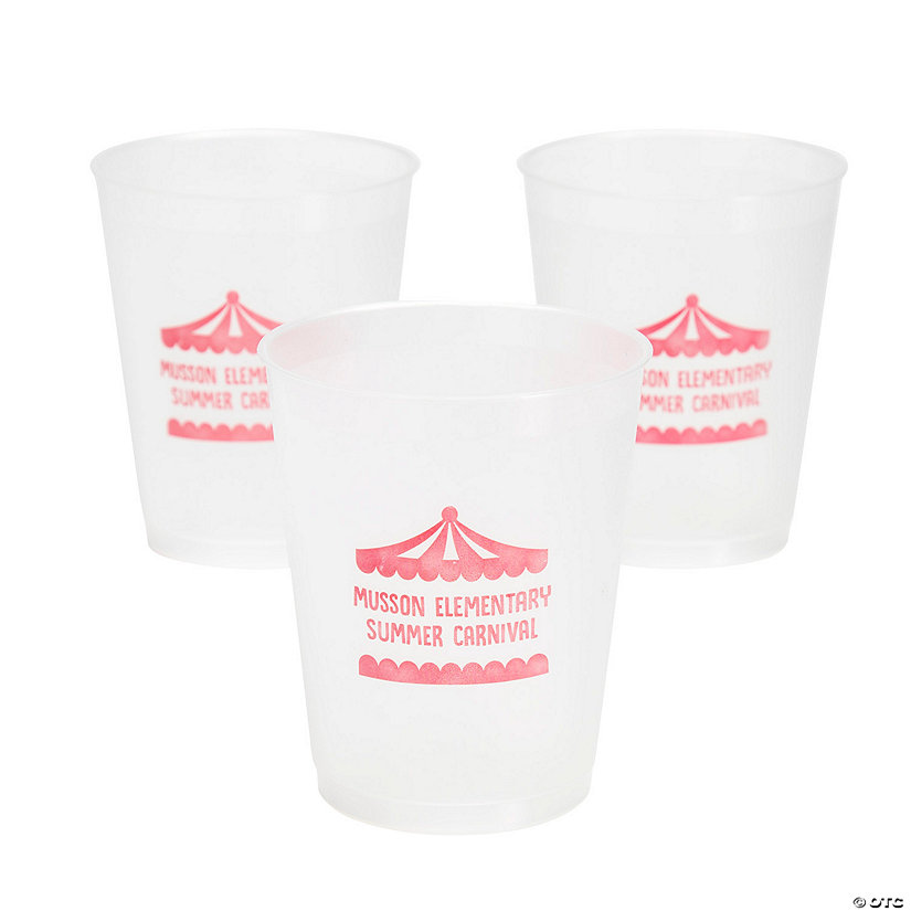 12 oz. Bulk 50 Ct. Personalized Carnival Frosted Reusable Plastic Cups Image Thumbnail