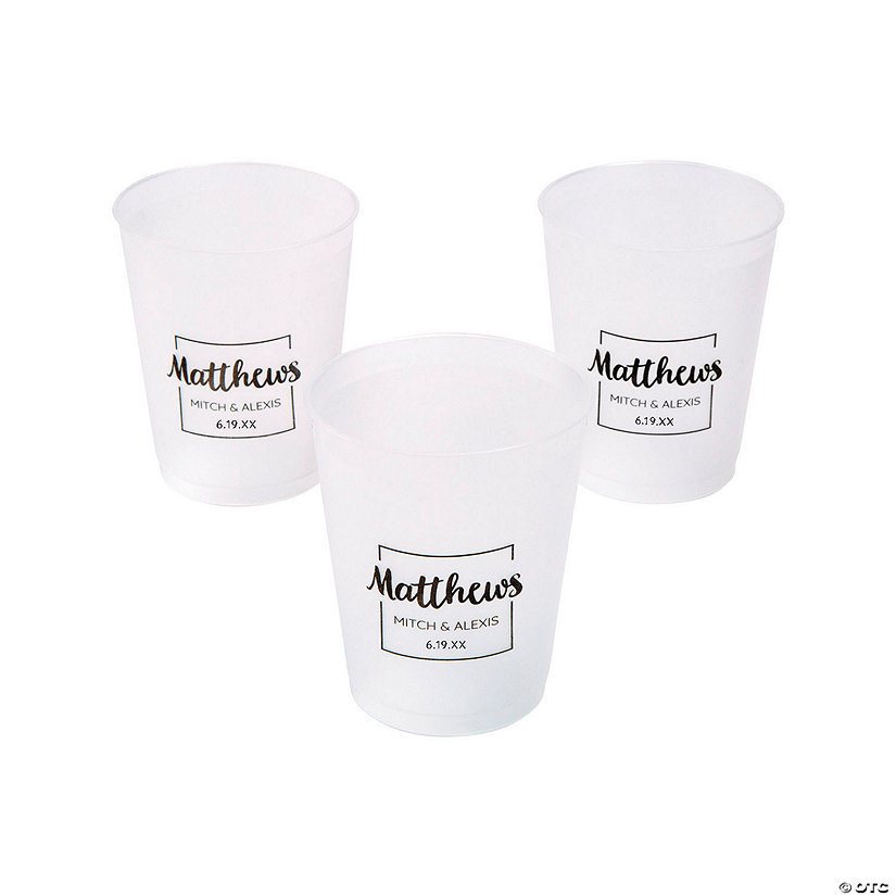 12 oz. Bulk 50 Ct. Personalized Last Name Frosted Reusable Plastic Cups Image Thumbnail
