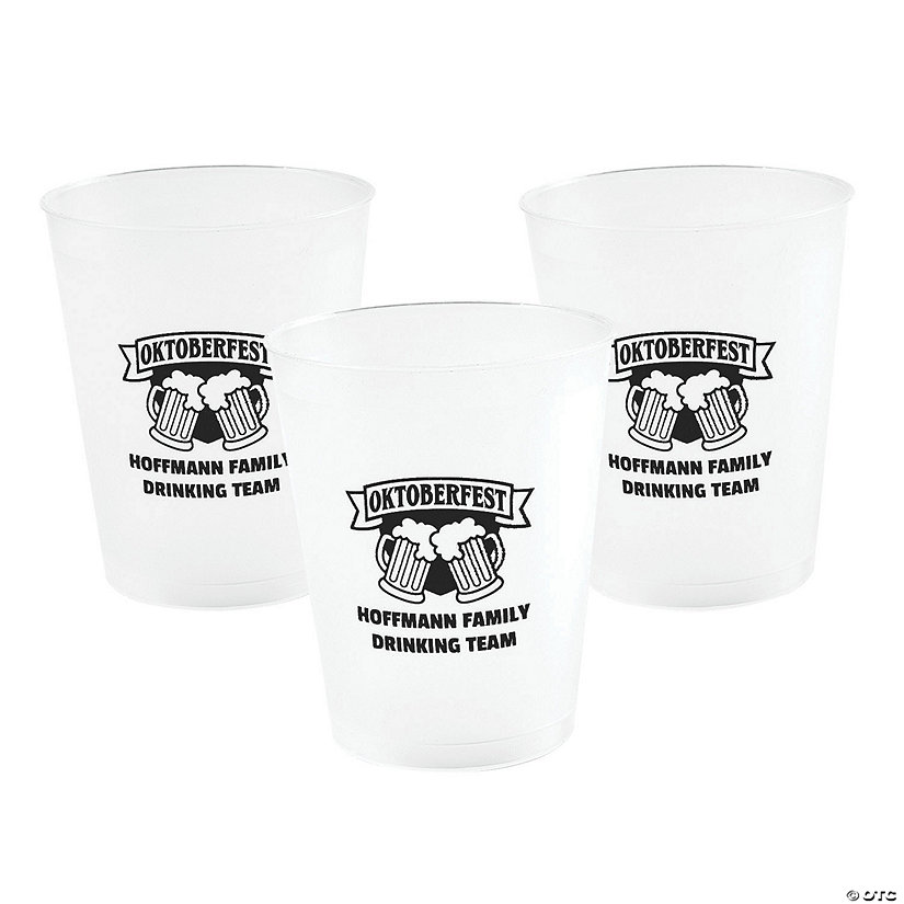 12 oz. Bulk 50 Ct. Personalized Oktoberfest Frosted Reusable Plastic Cups Image Thumbnail