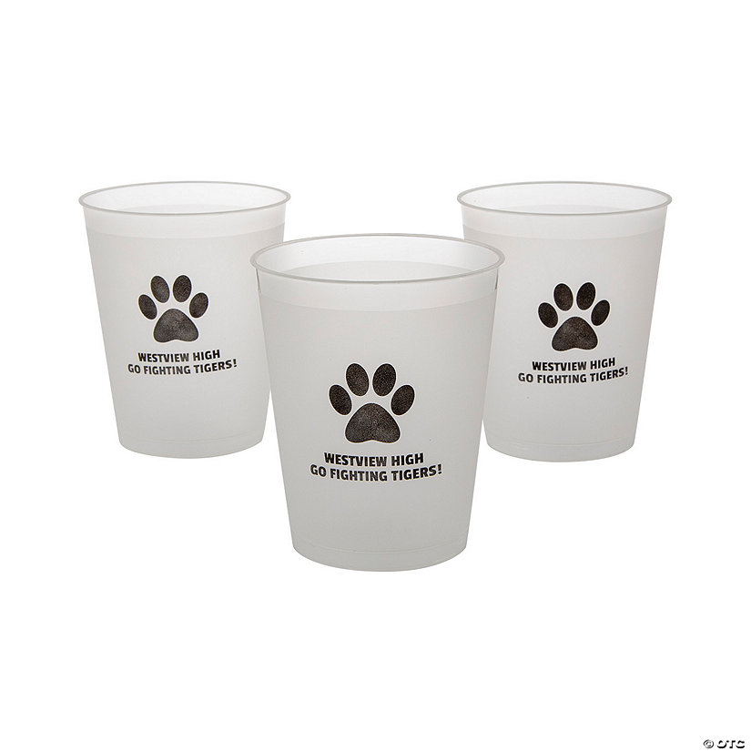 12 oz. Bulk 50 Ct. Personalized Paw Print Frosted Reusable Plastic Cups Image Thumbnail