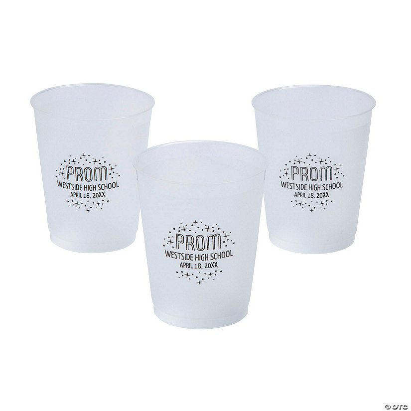 12 oz. Bulk 50 Ct. Personalized Prom Frosted Reusable Plastic Cups Image Thumbnail