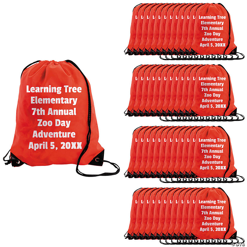 14 1/2" x 18" Bulk 48 Pc. Personalized Large Red Canvas Drawstring Bags Image