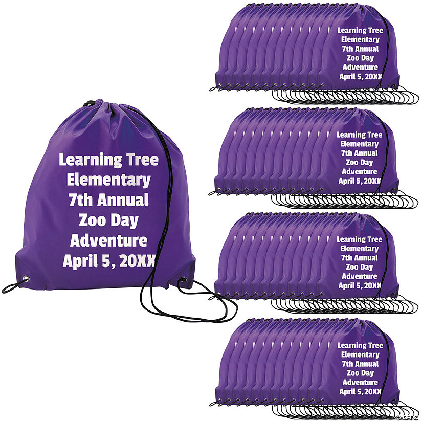 14 1/2" x 18" Mega Bulk 144 Pc. Personalized Large Purple Canvas Drawstring Bags Image