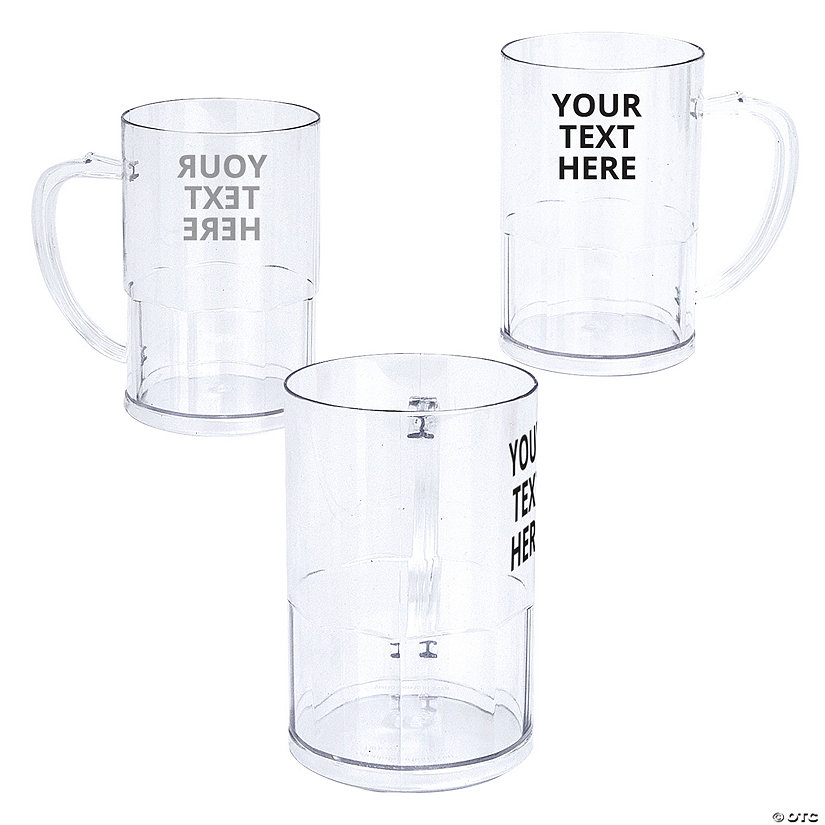 14 oz. Bulk 48 Ct. Personalized Clear Reusable Plastic Beer Mugs Image Thumbnail