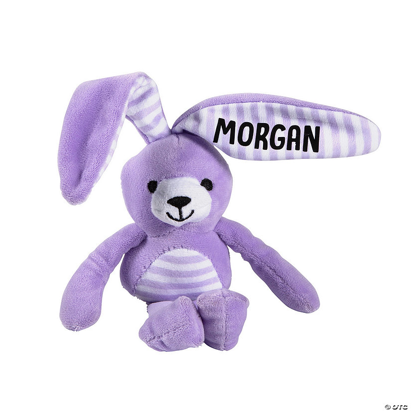 14" Personalized Easter Wired Long Ear Purple Striped Stuffed Bunny Image Thumbnail