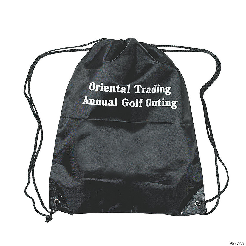 14" x 18" Personalized Black Drawstring Bags - 12 Pc. Image