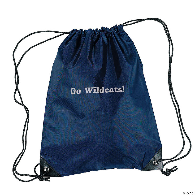14" x 18" Personalized Large Navy Blue Drawstring Bags Image