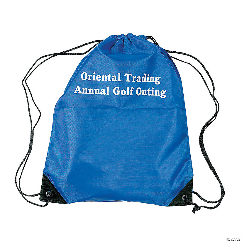 14" x 18" Personalized Large Royal Blue Drawstring Bags - 12 Pc. Image