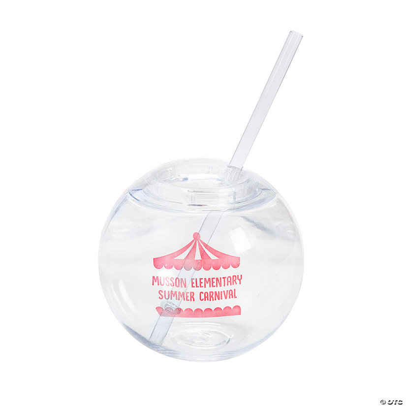 15 oz. Personalized Carnival Reusable Round Plastic Cups with Lids & Straws - 25 Ct. Image Thumbnail