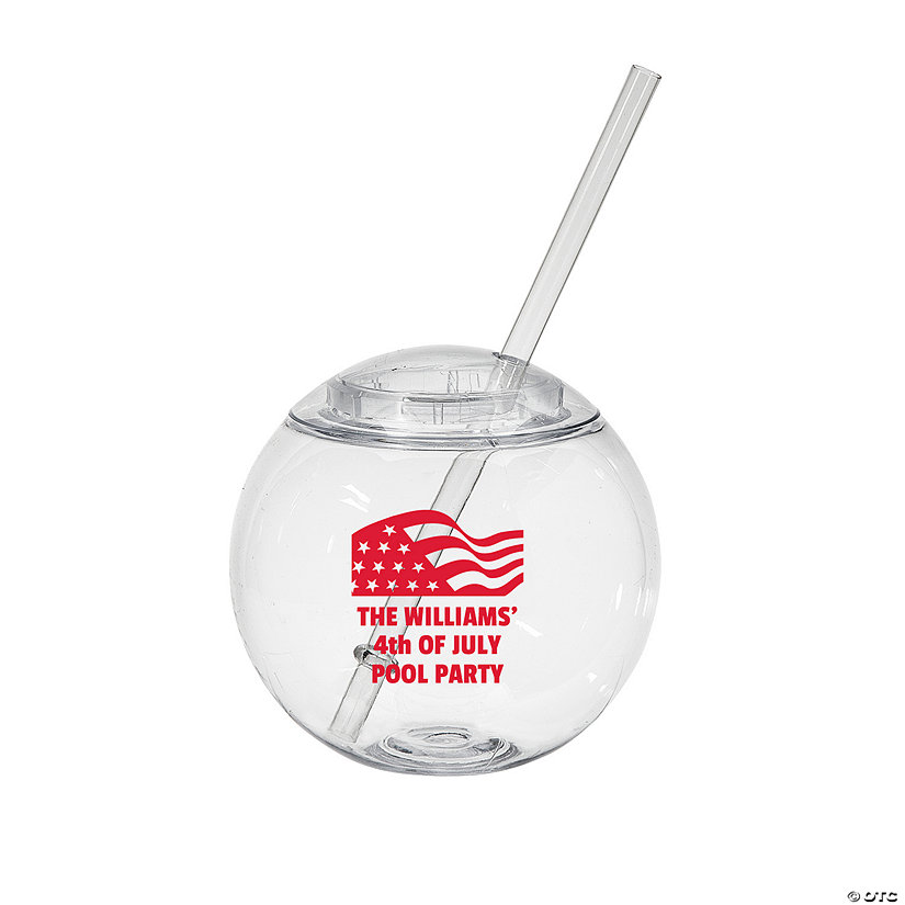 15 oz. Personalized Clear Patriotic Party Round Reusable Plastic Cups with Lids & Straws - 50 Ct. Image Thumbnail