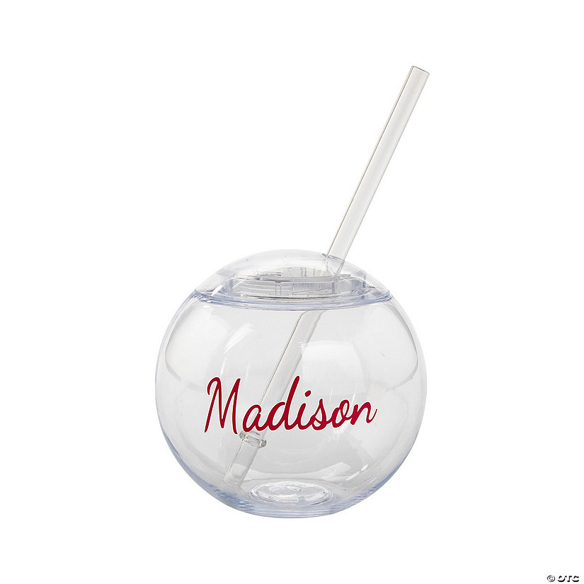 15 oz. Personalized Name Clear Round Reusable BPA-Free Plastic Cup with Lid & Straw Image Thumbnail