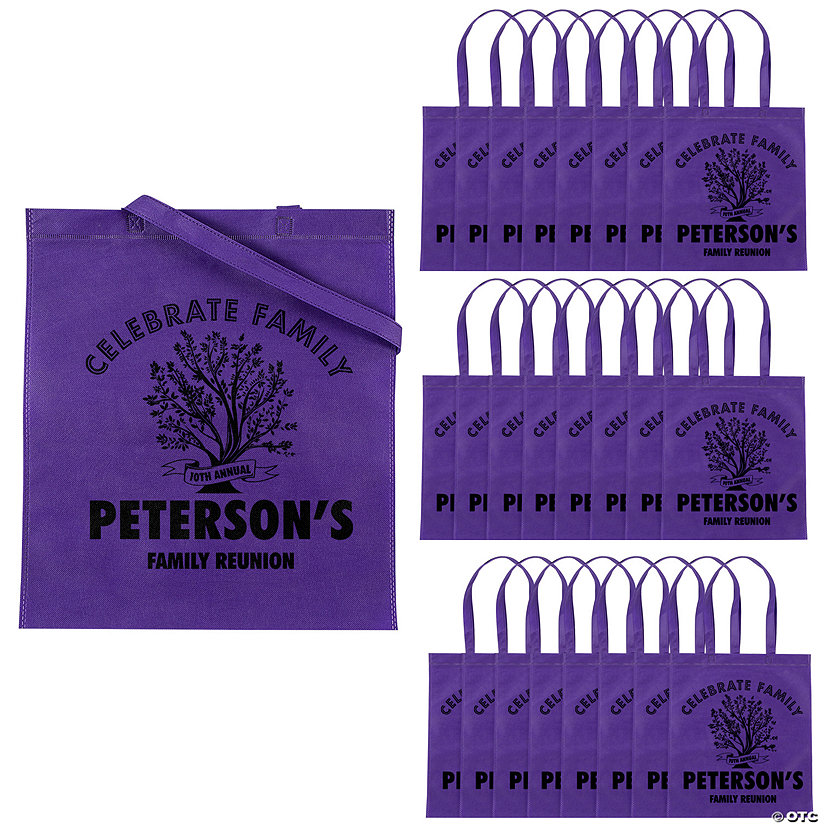 15" x 17" Personalized Large Purple Family Tree Nonwoven Tote Bags - 48 Pc. Image Thumbnail