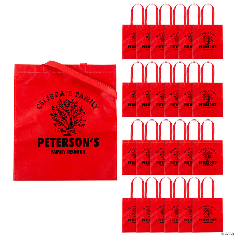 15" x 17" Personalized Large Red Family Tree Nonwoven Tote Bags - 48 Pc. Image