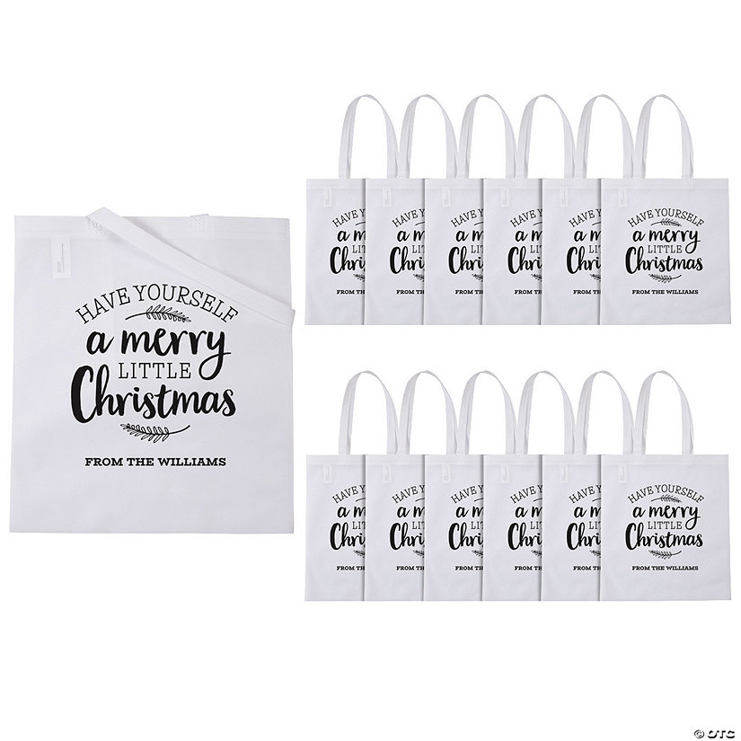 15" x 17" Personalized Large Winter Print Tote Bags - 48 Pc. Image Thumbnail