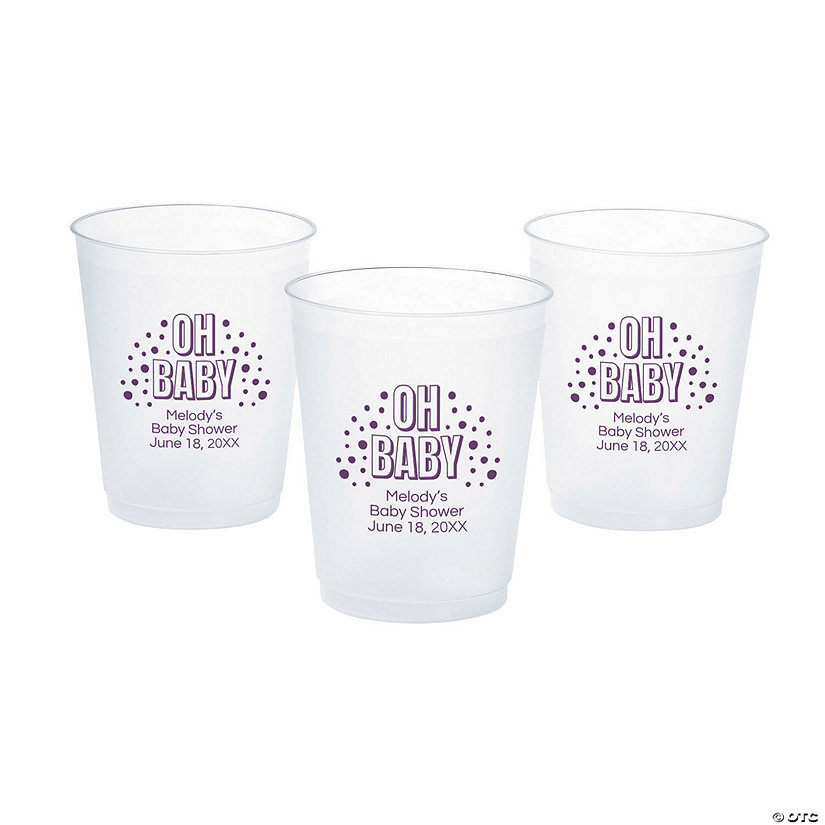 16 oz. Bulk 50 Ct. Personalized Baby Shower Reusable BPA-Free Frosted Plastic Cups Image Thumbnail