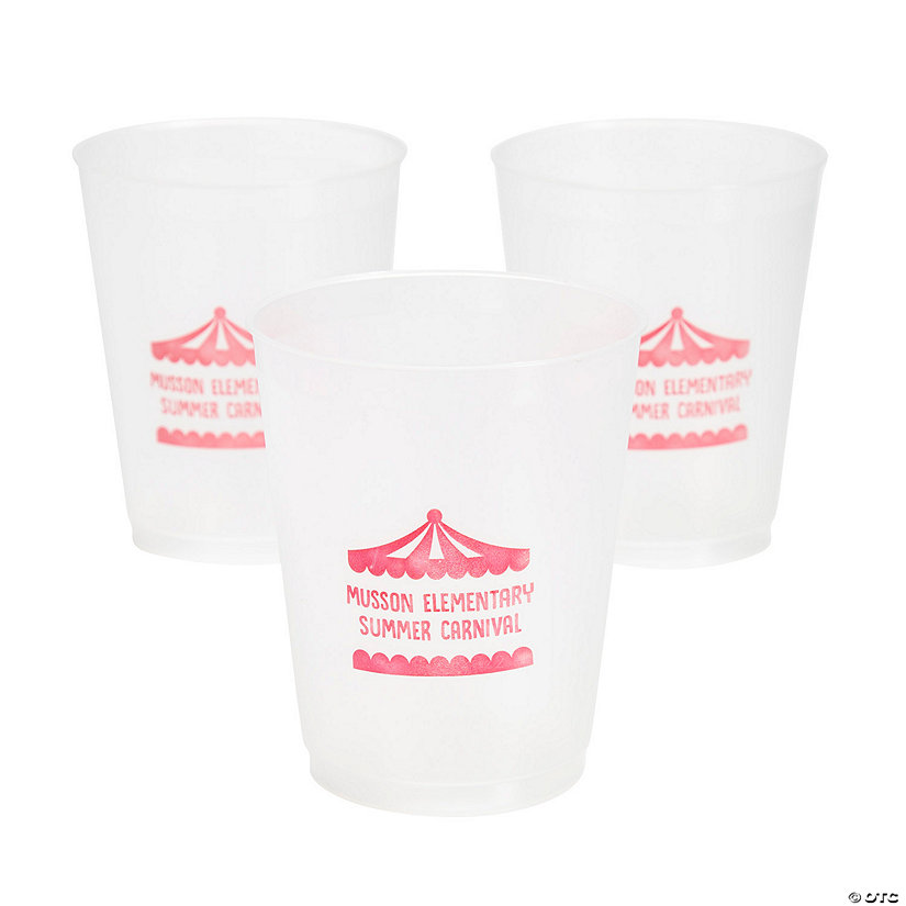 16 oz. Bulk 50 Ct. Personalized Carnival Frosted Reusable Plastic Cups Image Thumbnail