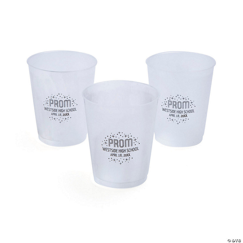 16 oz. Bulk 50 Ct. Personalized Prom Frosted Reusable Plastic Cups Image Thumbnail