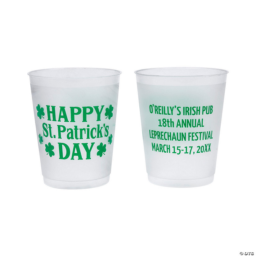 16 oz. Bulk 50 Pc. St. Patrick's Day Double-Sided Frosted Reusable Plastic Cups Image Thumbnail