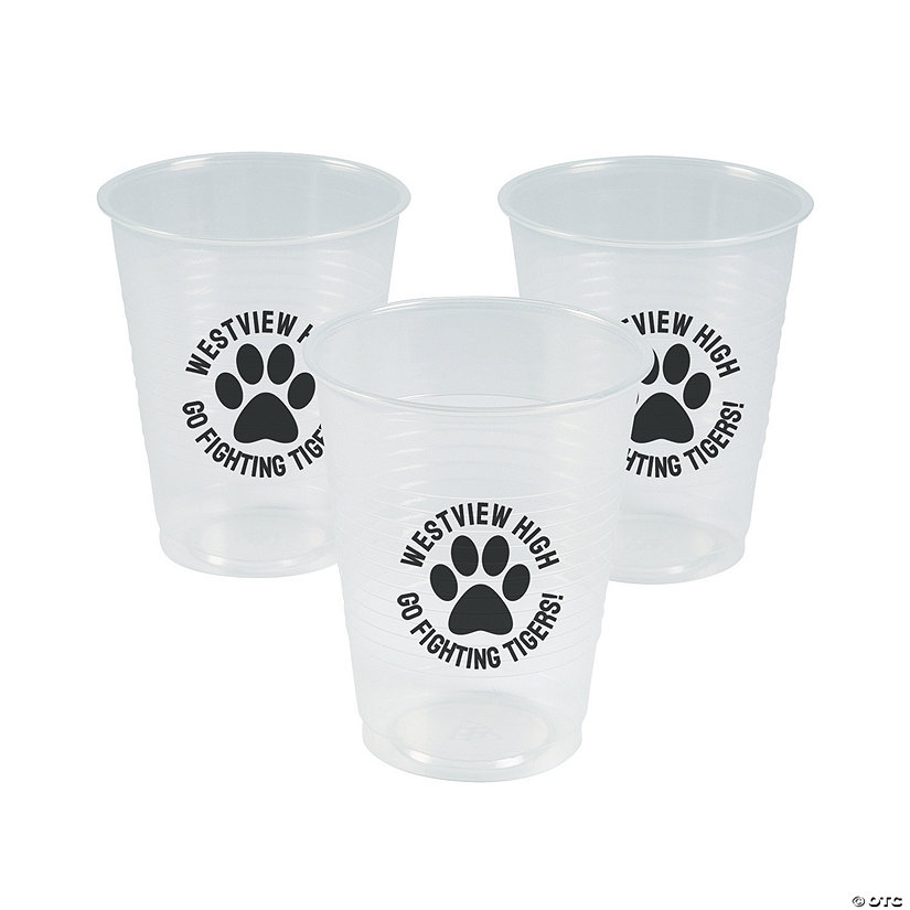 16 oz. Personalized Paw Print Clear Disposable Plastic Cups - 40 Ct. Image Thumbnail