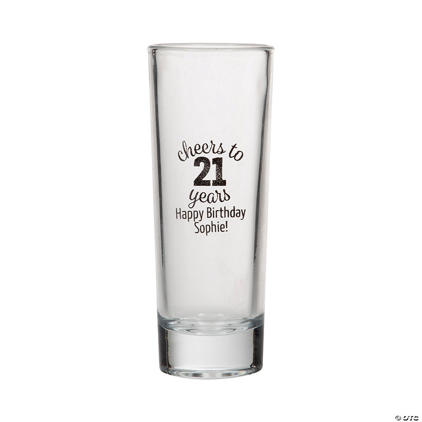 2 1/2 oz. Bulk 48 Ct. Personalized 21st Birthday Reusable Glass Tall Shot Glasses Image Thumbnail