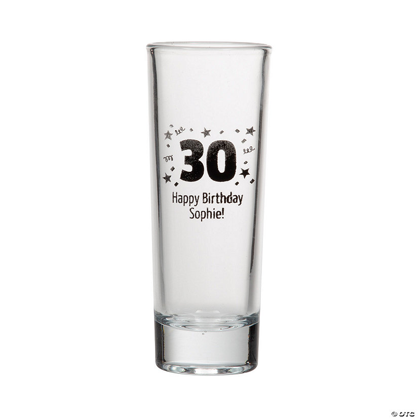 2 1/2 oz. Bulk 48 Ct. Personalized Milestone Birthday Reusable Glass Tall Shot Glasses Image Thumbnail