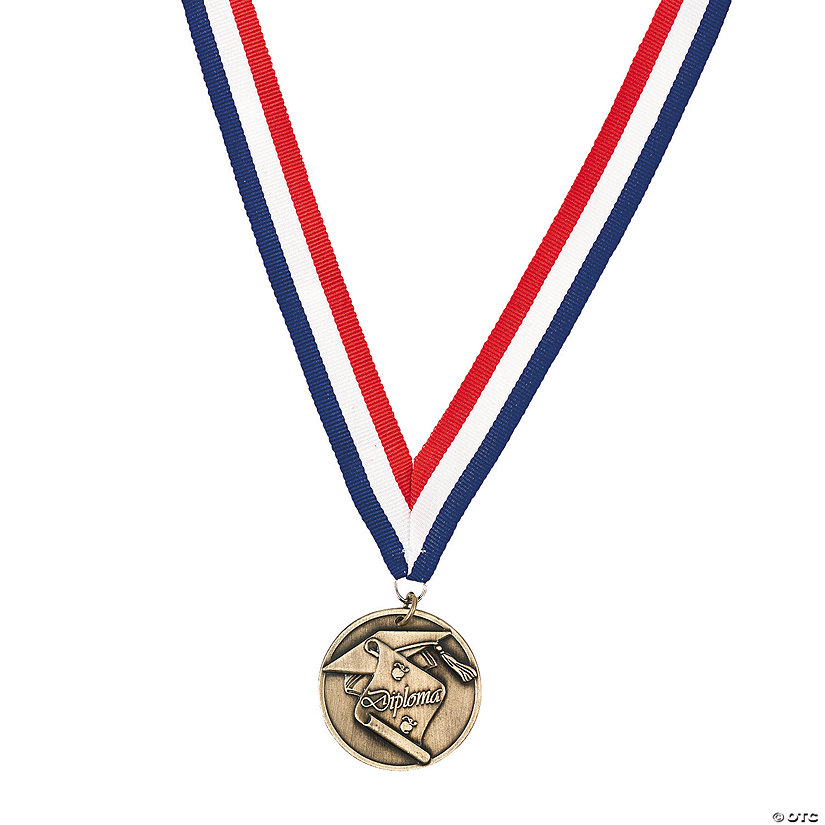 2" Personalized Graduation Diploma & Hat Gold Metal Award Medal Image Thumbnail