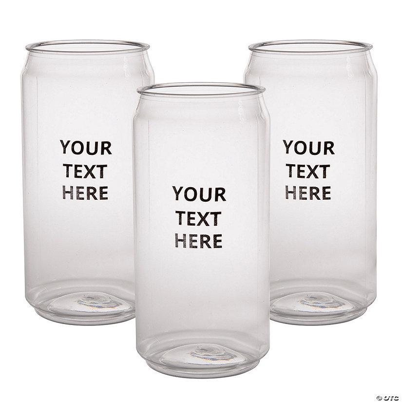 20 oz. Bulk 48 Ct. Personalized Can-Shaped Reusable BPA-Free Plastic Cups Image Thumbnail