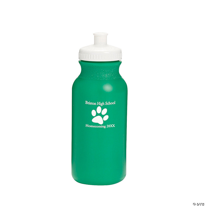 20 oz. Bulk 50 Ct. Personalized Paw Print Opaque Black Plastic Water Bottles Image
