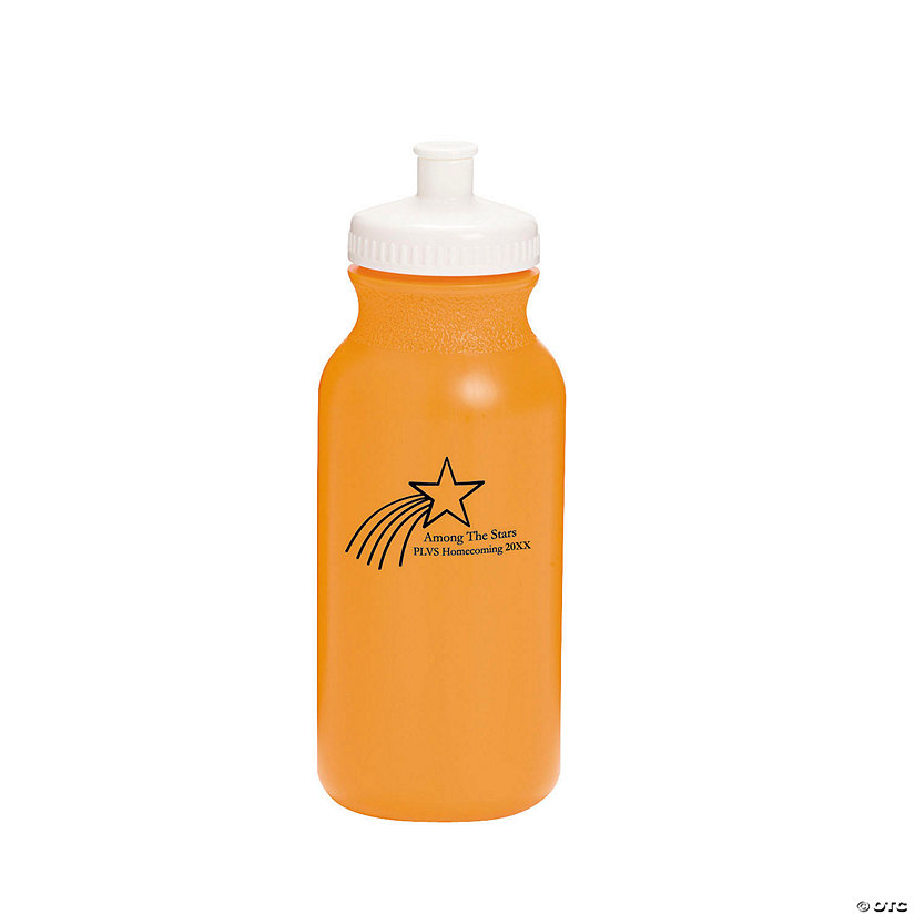 20 oz. Bulk 50 Ct. Personalized Shooting Star Opaque Orange Plastic Water Bottles Image Thumbnail