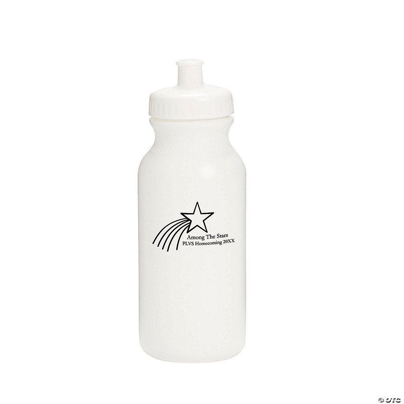 20 oz. Bulk 50 Ct. Personalized Shooting Star Opaque White Plastic Water Bottles Image