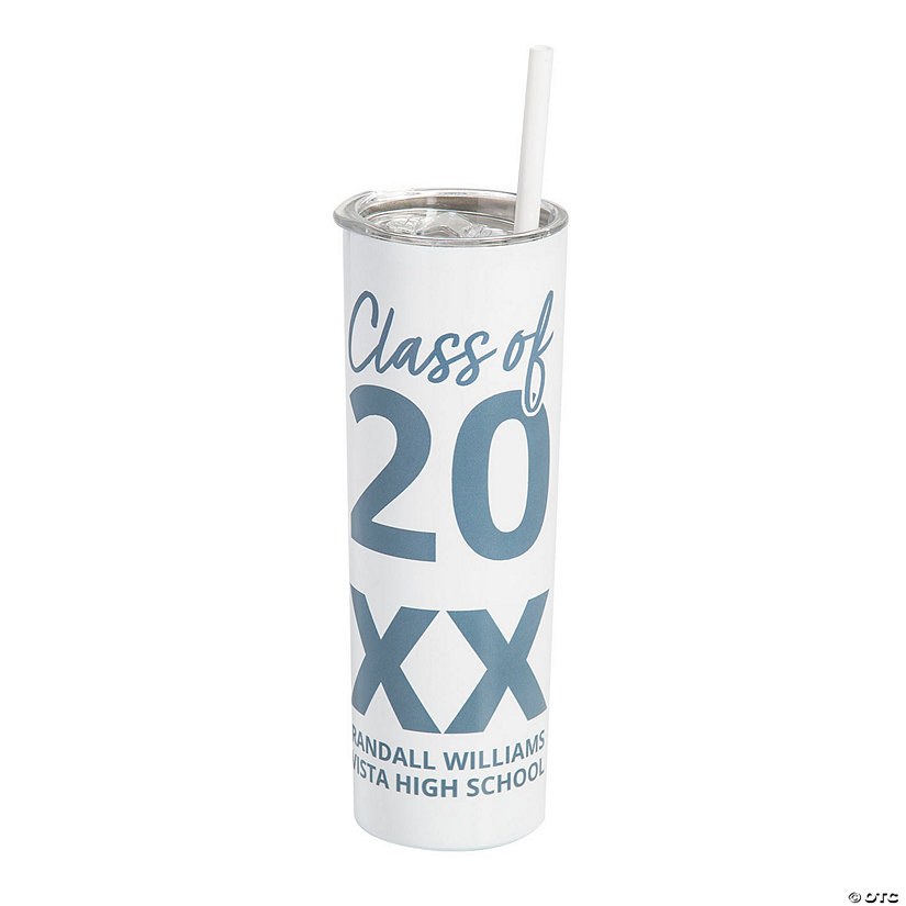 20 oz. Personalized Class of Graduating Year Reusable Stainless Steel Tumblers with Lids & Straws - 12 Ct. Image