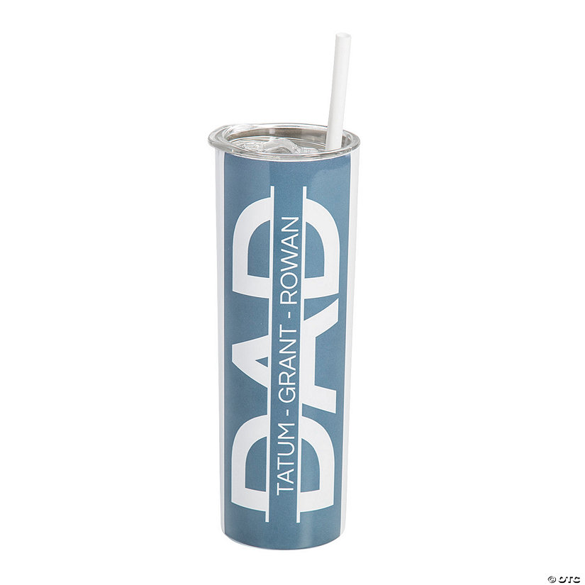 20 oz. Personalized Father&#8217;s Day Reusable Stainless Steel Tumbler with Lid & Straw Image