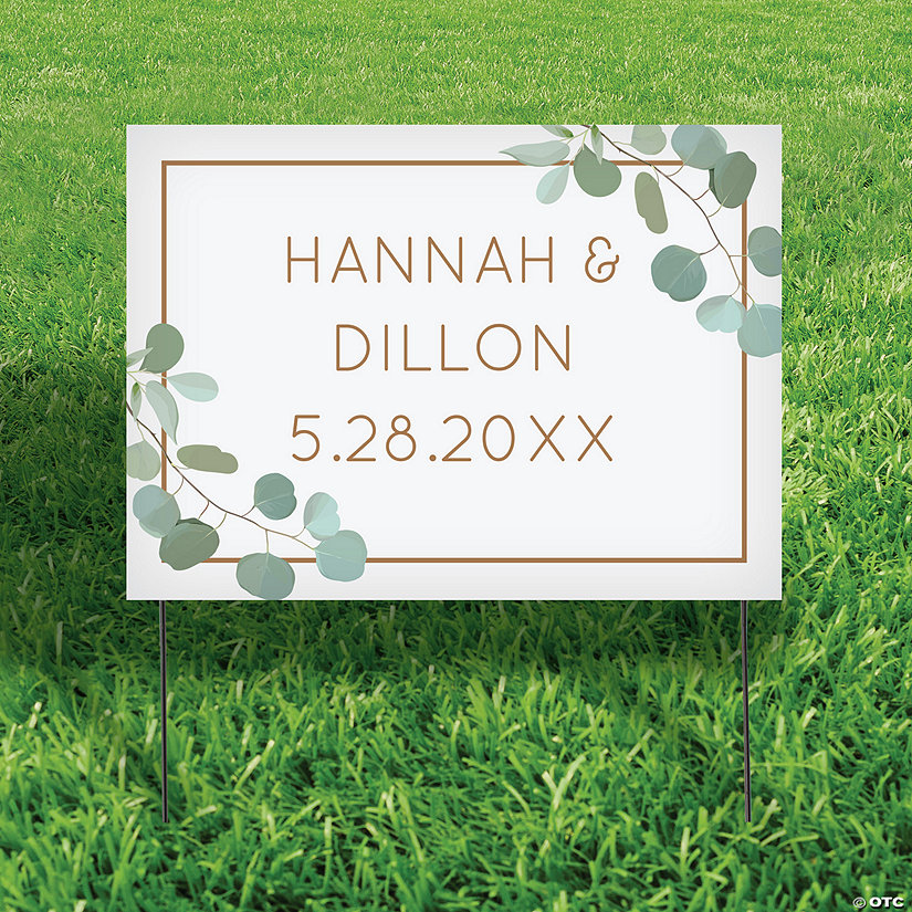 22" x 16" Personalized Floral Wedding Double-Sided Yard Sign Image Thumbnail