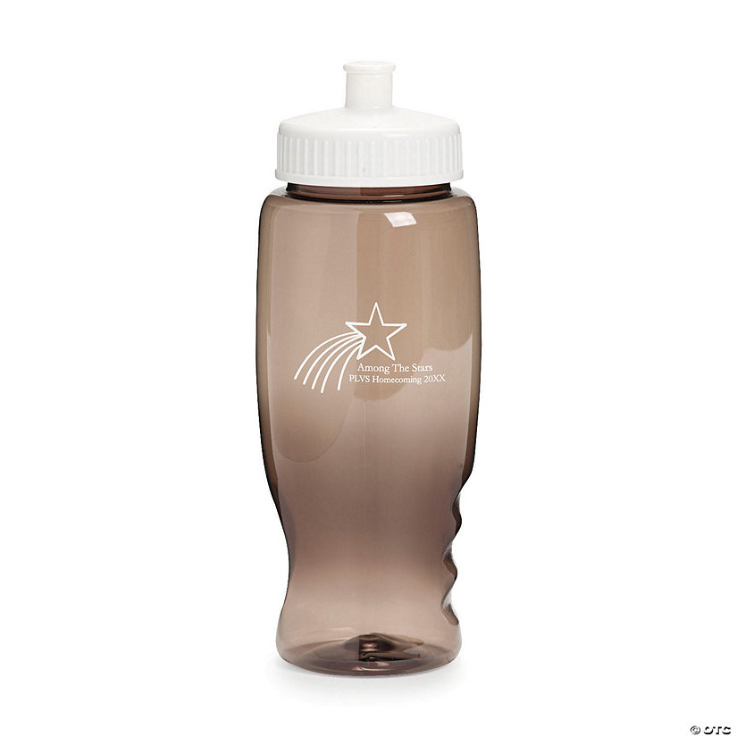 27 oz. Bulk 50 Ct. Personalized Shooting Star Clear Black Plastic Water Bottles Image