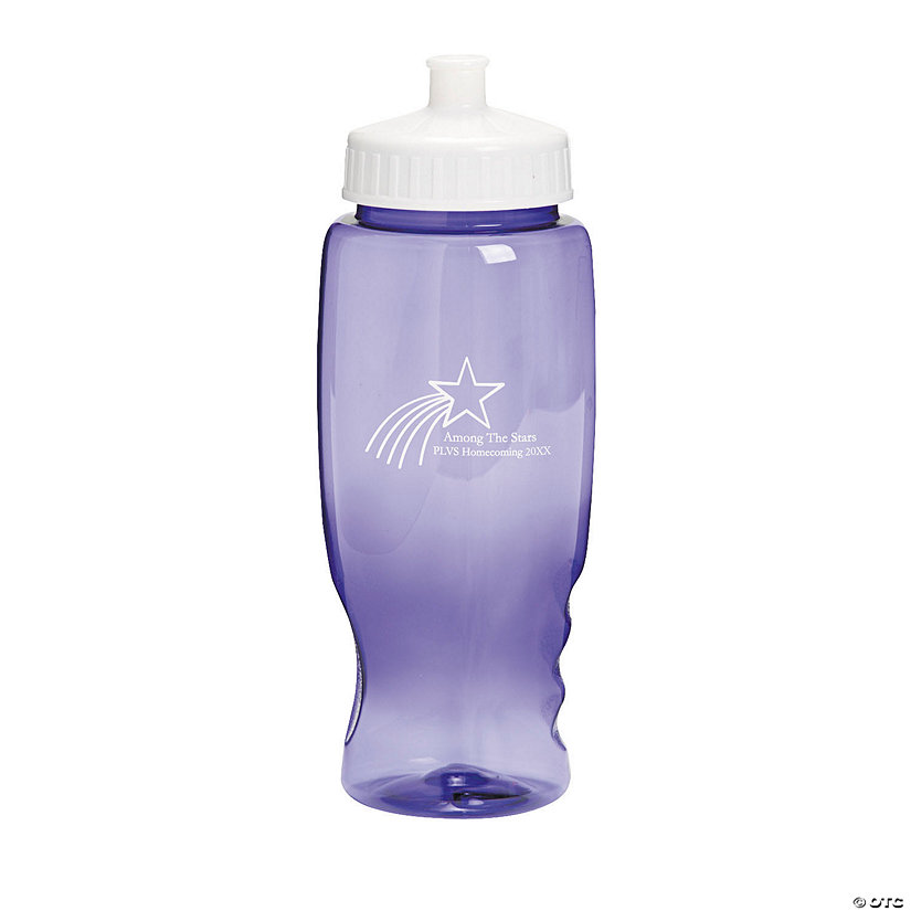 27 oz. Bulk 50 Ct. Personalized Shooting Star Clear Purple Plastic Water Bottles Image