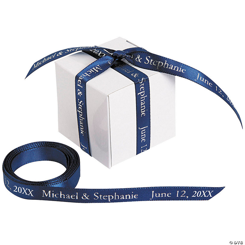 3/8" - Navy Personalized Ribbon - 25 ft. Image