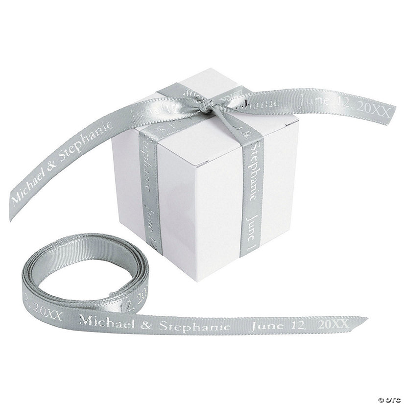 3/8" - Silver Personalized Ribbon - 25 ft. Image