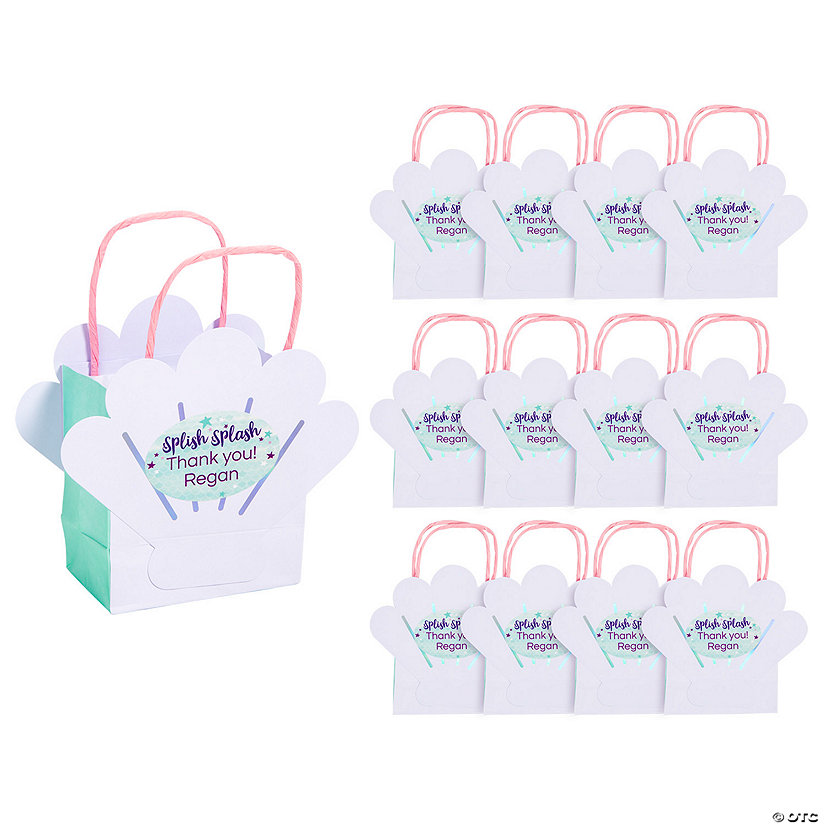 4 1/2" x 4 3/4" Personalized Mermaid Sparkle Party Paper Gift Bags - 12 Pc. Image Thumbnail