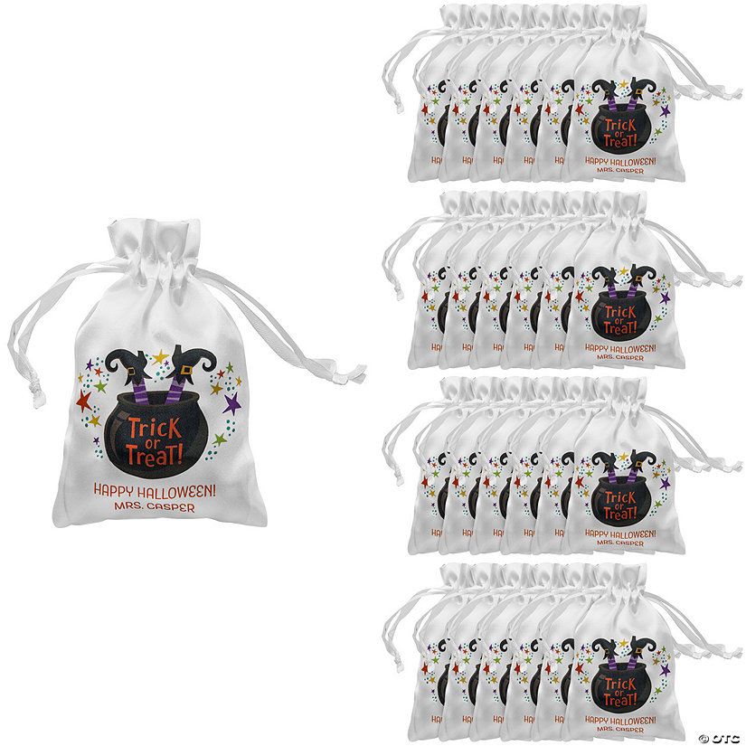 4" x 6" Personalized Mini Halloween Trick-or-Treat Satin Drawstring Bags - 24 Pc. Image Thumbnail